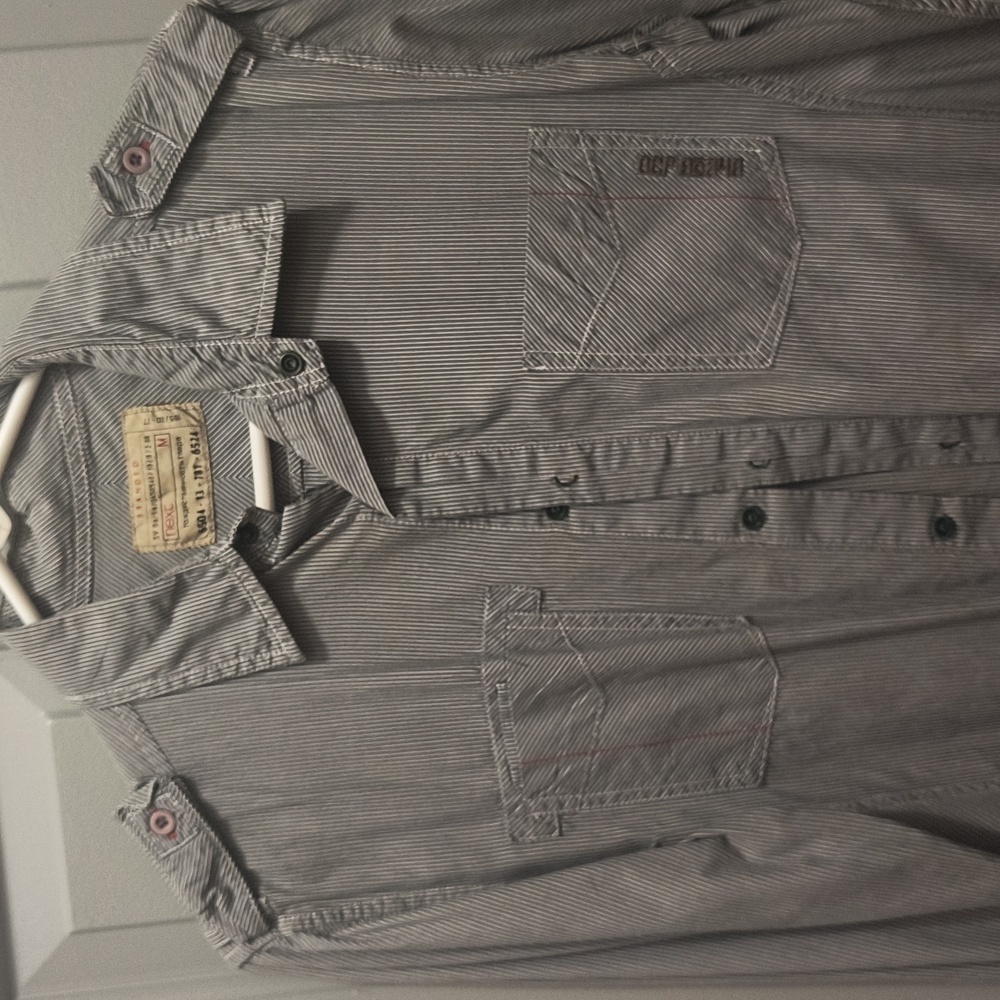 next Men's Long Sleeve Striped Button Down Shirt